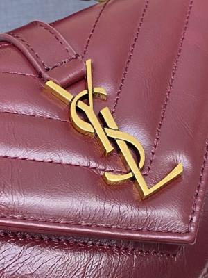 wholesale quality ysl bag 779430 jujube red oil wax leather